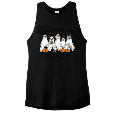 Did Somebody Say Treat Ghost Dogs Lovers Halloween Costume Ladies PosiCharge Tri-Blend Wicking Tank