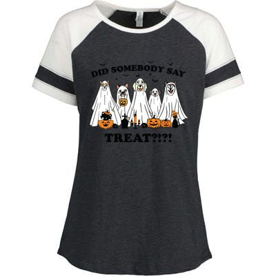 Did Somebody Say Treat Ghost Dogs Lovers Halloween Costume Enza Ladies Jersey Colorblock Tee