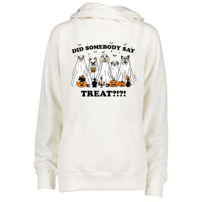 Did Somebody Say Treat Ghost Dogs Lovers Halloween Costume Womens Funnel Neck Pullover Hood