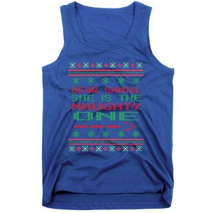 Dear Santa She Is The Naughty One Christmas Ugly Sweater Cool Gift Tank Top