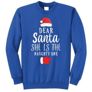 Dear Santa She Is The Naughty One Couple Matching Christmas Great Gift Sweatshirt