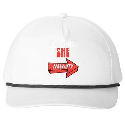 Dear Santa She Is The Naughty One Funny Christmas Couple Gift Snapback Five-Panel Rope Hat