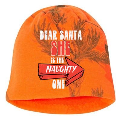 Dear Santa She Is The Naughty One Funny Christmas Couple Gift Kati - Camo Knit Beanie