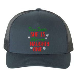 Dear Santa She Is The Naughty One Couple Matching Christmas Gift Yupoong Adult 5-Panel Trucker Hat