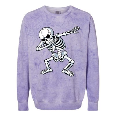 Dabbing Skeleton Spooky Dab Dancing Halloween Colorblast Crewneck Sweatshirt