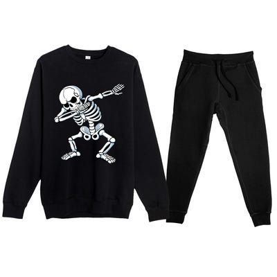 Dabbing Skeleton Spooky Dab Dancing Halloween Premium Crewneck Sweatsuit Set