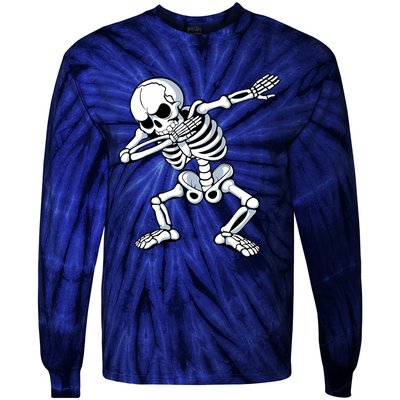 Dabbing Skeleton Spooky Dab Dancing Halloween Tie-Dye Long Sleeve Shirt