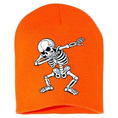 Dabbing Skeleton Spooky Dab Dancing Halloween Short Acrylic Beanie