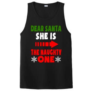 Dear Santa She Is The Naughty One Funny Christmas Couples Gift PosiCharge Competitor Tank