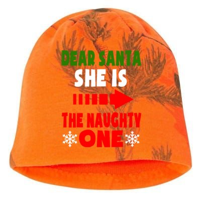 Dear Santa She Is The Naughty One Funny Christmas Couples Gift Kati - Camo Knit Beanie