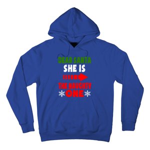 Dear Santa She Is The Naughty One Funny Christmas Couples Gift Hoodie