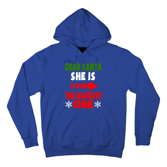 Dear Santa She Is The Naughty One Funny Christmas Couples Gift Hoodie