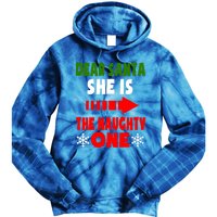 Dear Santa She Is The Naughty One Funny Christmas Couples Gift Tie Dye Hoodie