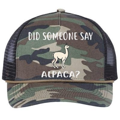 Did Someone Say ALPACA Funny ALPACAS Retro Rope Trucker Hat Cap