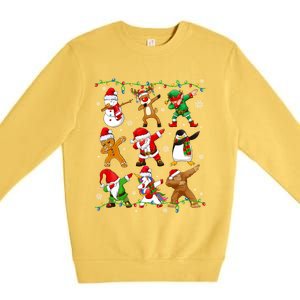 Dabbing Santa Snow Gingerbread Penguin Xmas Funny Gift Premium Crewneck Sweatshirt