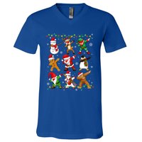 Dabbing Santa Snow Gingerbread Penguin Xmas Funny Gift V-Neck T-Shirt