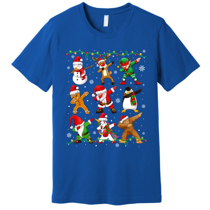 Dabbing Santa Snow Gingerbread Penguin Xmas Funny Gift Premium T-Shirt