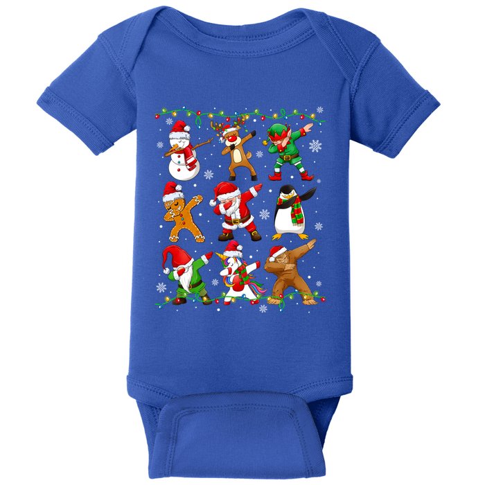 Dabbing Santa Snow Gingerbread Penguin Xmas Funny Gift Baby Bodysuit