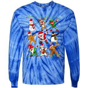 Dabbing Santa Snow Gingerbread Penguin Xmas Funny Gift Tie-Dye Long Sleeve Shirt