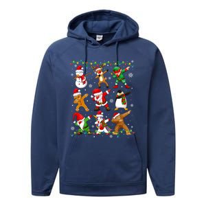 Dabbing Santa Snow Gingerbread Penguin Xmas Funny Gift Performance Fleece Hoodie