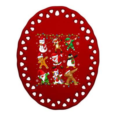 Dabbing Santa Snow Gingerbread Penguin Xmas Funny Gift Ceramic Oval Ornament