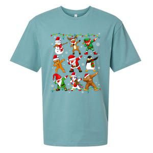 Dabbing Santa Snow Gingerbread Penguin Xmas Funny Gift Sueded Cloud Jersey T-Shirt