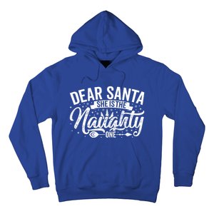 Dear Santa She Is The Naughty One Funny Christmas Couples Gift Hoodie