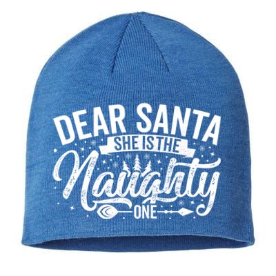 Dear Santa She Is The Naughty One Funny Christmas Couples Gift Sustainable Beanie