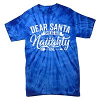 Dear Santa She Is The Naughty One Funny Christmas Couples Gift Tie-Dye T-Shirt