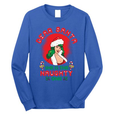 Dear Santa She Is The Naughty One Husband Wife Christmas Gift Long Sleeve Shirt