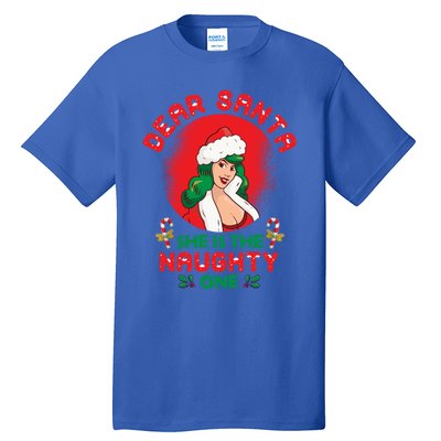 Dear Santa She Is The Naughty One Husband Wife Christmas Gift Tall T-Shirt