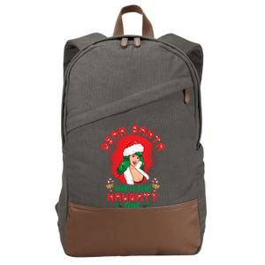 Dear Santa She Is The Naughty One Husband Wife Christmas Gift Cotton Canvas Backpack