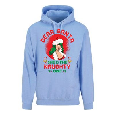 Dear Santa She Is The Naughty One Husband Wife Christmas Gift Unisex Surf Hoodie