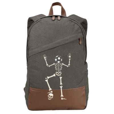 Dabbing Skeleton Soccer Halloween Cotton Canvas Backpack