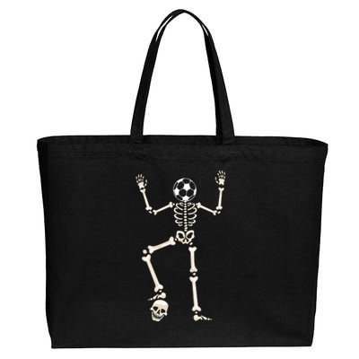 Dabbing Skeleton Soccer Halloween Cotton Canvas Jumbo Tote