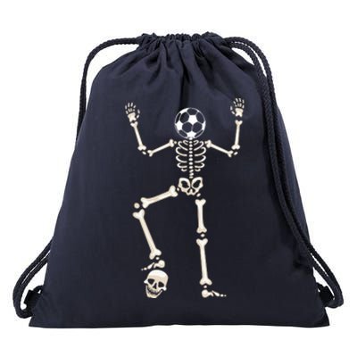 Dabbing Skeleton Soccer Halloween Drawstring Bag