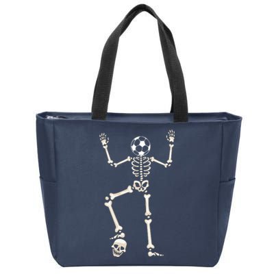 Dabbing Skeleton Soccer Halloween Zip Tote Bag