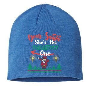 Dear Santa She Is The Naughty One Matching Christmas Couple Cute Gift Sustainable Beanie