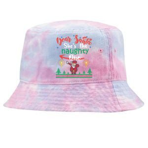 Dear Santa She Is The Naughty One Matching Christmas Couple Cute Gift Tie-Dyed Bucket Hat