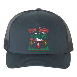 Dear Santa She Is The Naughty One Matching Christmas Couple Cute Gift Yupoong Adult 5-Panel Trucker Hat