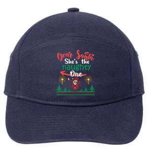 Dear Santa She Is The Naughty One Matching Christmas Couple Cute Gift 7-Panel Snapback Hat