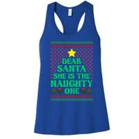 Dear Santa She Is The Naughty One Funny Matching Xmas Gift Women's Racerback Tank