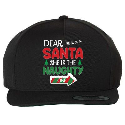 Dear Santa She Is The Naughty One Matching Couple Christmas Gift Wool Snapback Cap