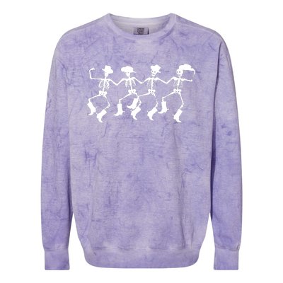 Dancing Skeletons Spooky Halloween Cowboys Line Dance Colorblast Crewneck Sweatshirt