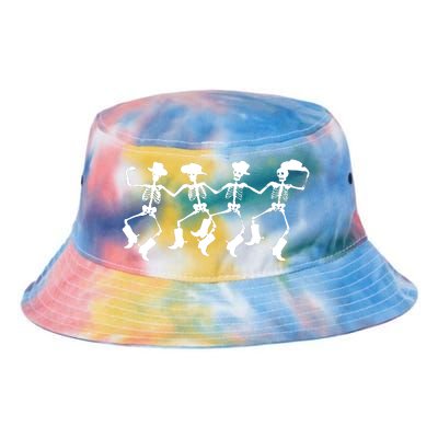 Dancing Skeletons Spooky Halloween Cowboys Line Dance Tie Dye Newport Bucket Hat