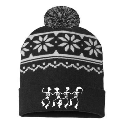 Dancing Skeletons Spooky Halloween Cowboys Line Dance USA-Made Snowflake Beanie