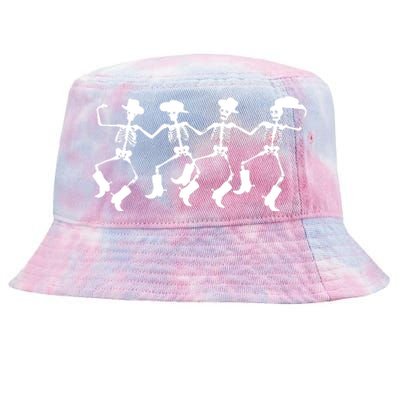 Dancing Skeletons Spooky Halloween Cowboys Line Dance Tie-Dyed Bucket Hat