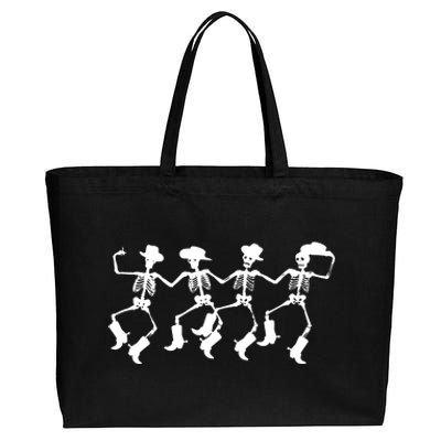 Dancing Skeletons Spooky Halloween Cowboys Line Dance Cotton Canvas Jumbo Tote