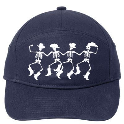 Dancing Skeletons Spooky Halloween Cowboys Line Dance 7-Panel Snapback Hat