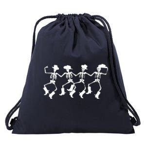 Dancing Skeletons Spooky Halloween Cowboys Line Dance Drawstring Bag